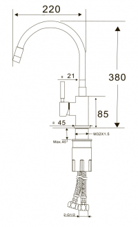 Cмеситель для кухни HANSEN H53304G Сатин