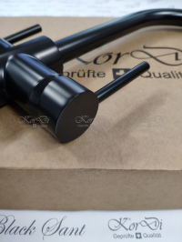Черный смеситель для кухни с подключением к фильтру KorDi Black Night KD 3108-L045 Black Matt