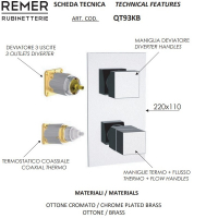 Смеситель для душа встраиваемый Remer Qubika Thermo QT93KBNP Никель брашированный