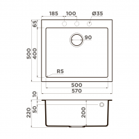 Кухонная мойка Omoikiri BOSEN 57A GB 4993818 Графит