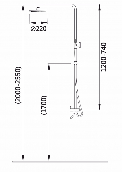 Душевой релинг без смес. HansenPRO HL34003 Хром