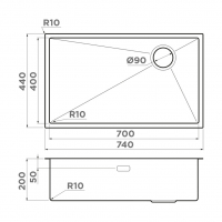 Кухонная мойка Omoikiri TAKI 74-U/IF SIDE GB 4993172 Графит